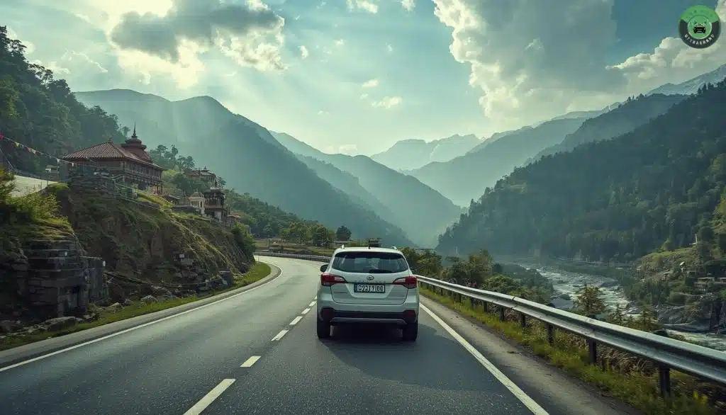 Haridwar to Char Dham Taxi Service car driving through Himalayan valley