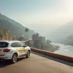 Taxi service in Haridwar for Char Dham Yatra near Ganga ghat and hills view